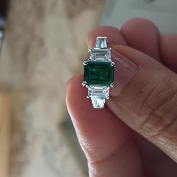 Berricle Simulated Emerald & CZ Ring - Picture 5 of 5